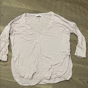 Babaton Light Pink 3/4 Sleeve V-Neck Top